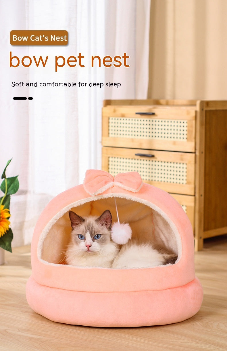 Household Fashion Bowknot Cat Nest